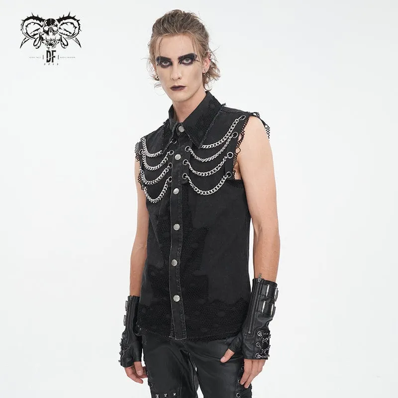Herren Punk Multi-Kette Vintage Weste