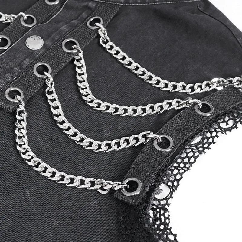 Herren Punk Multi-Kette Vintage Weste