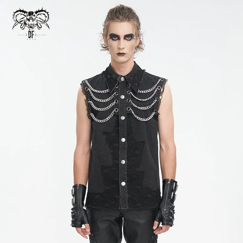 Herren Punk Multi-Kette Vintage Weste