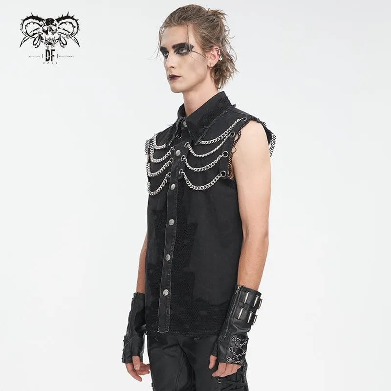 Herren Punk Multi-Kette Vintage Weste