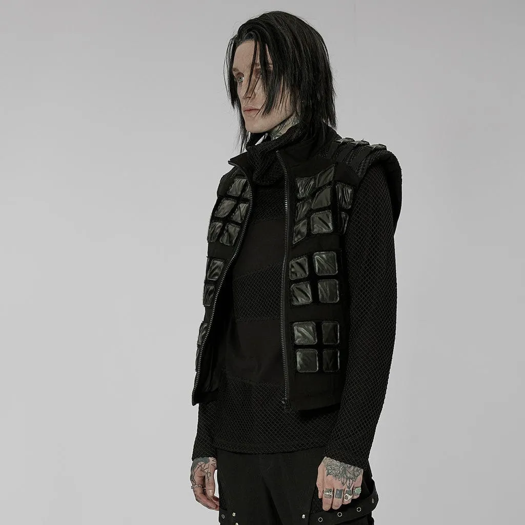 Herren Punk Patches Splice Schnallen Weste