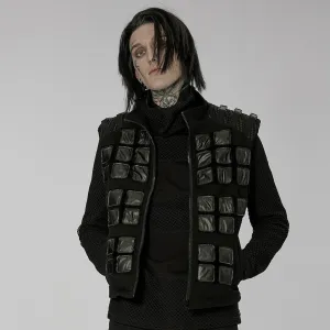 Herren Punk Patches Splice Schnallen Weste