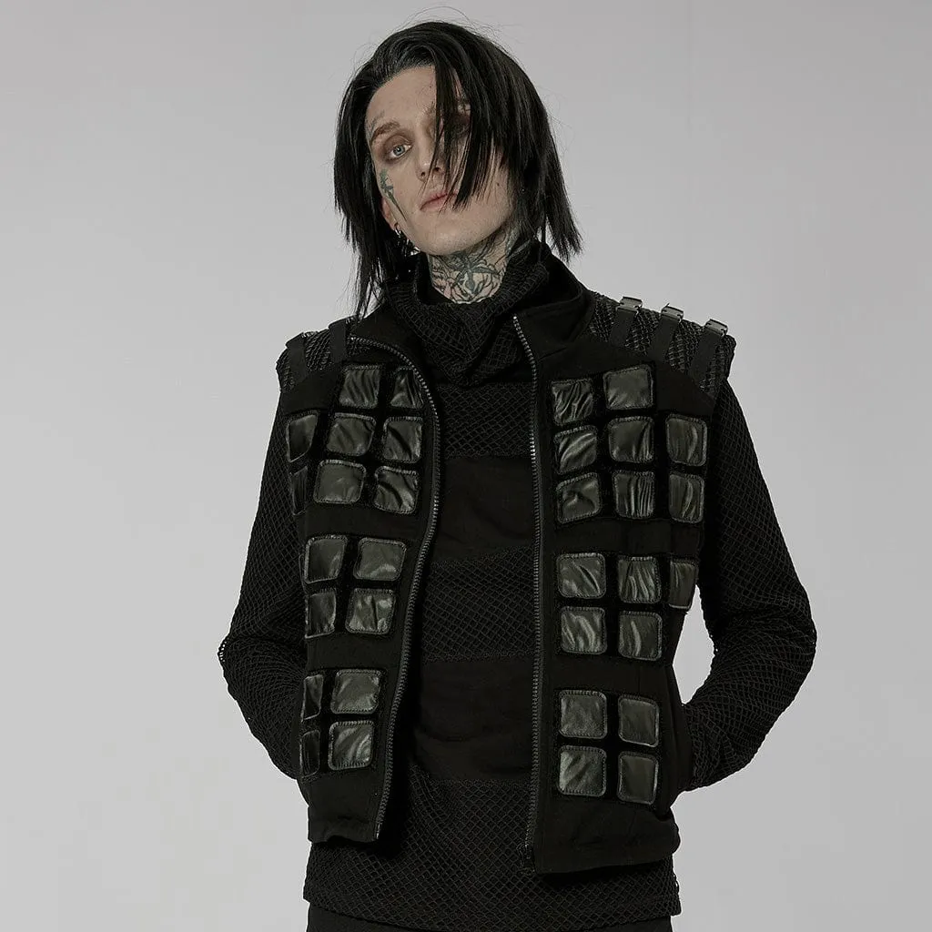 Herren Punk Patches Splice Schnallen Weste