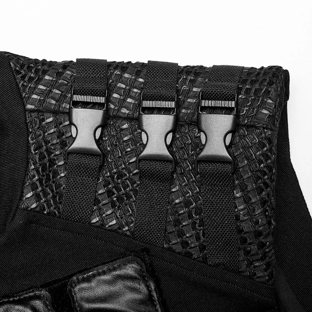 Herren Punk Patches Splice Schnallen Weste