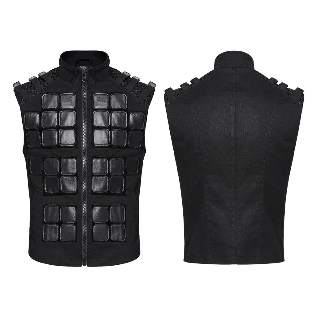 Herren Punk Patches Splice Schnallen Weste
