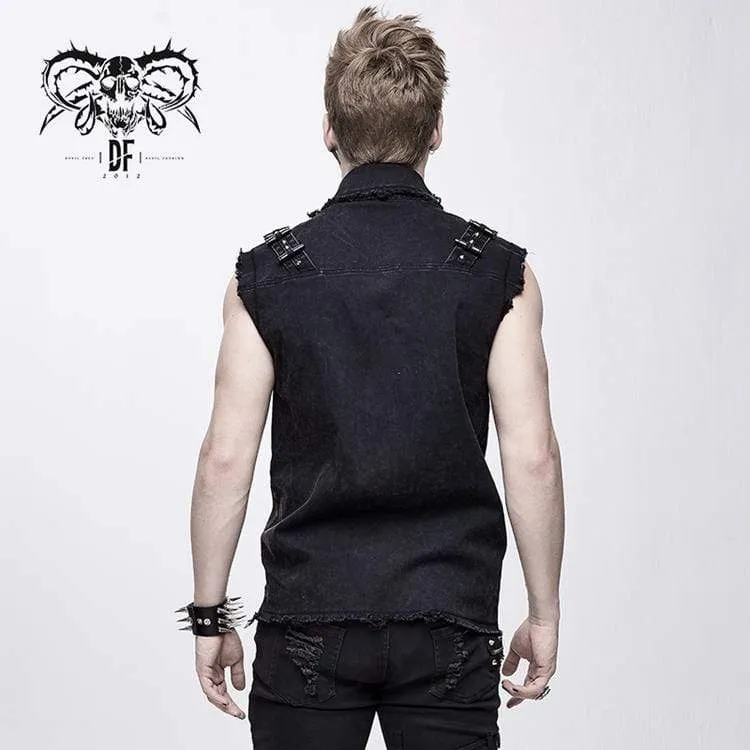 Herren-Punk-Weste mit Nieten und Rissen