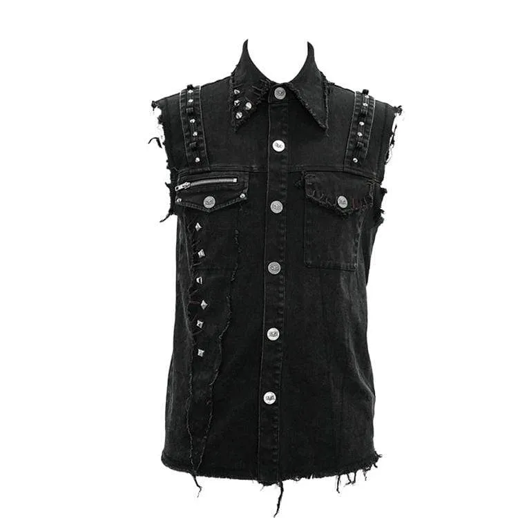 Herren-Punk-Weste mit Nieten und Rissen