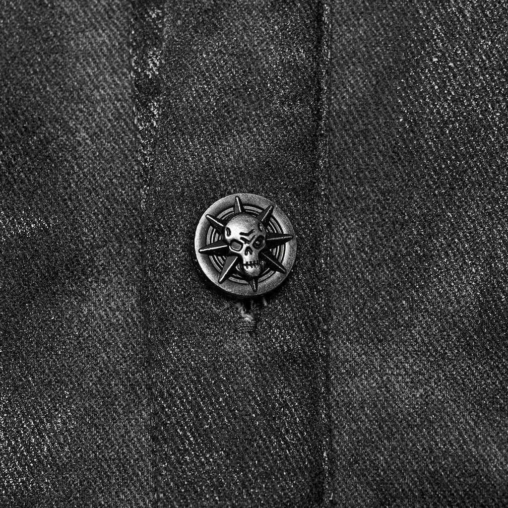 Herren Punk Rock Stehkragen Mesh-Splice Weste in Schwarz-Grau