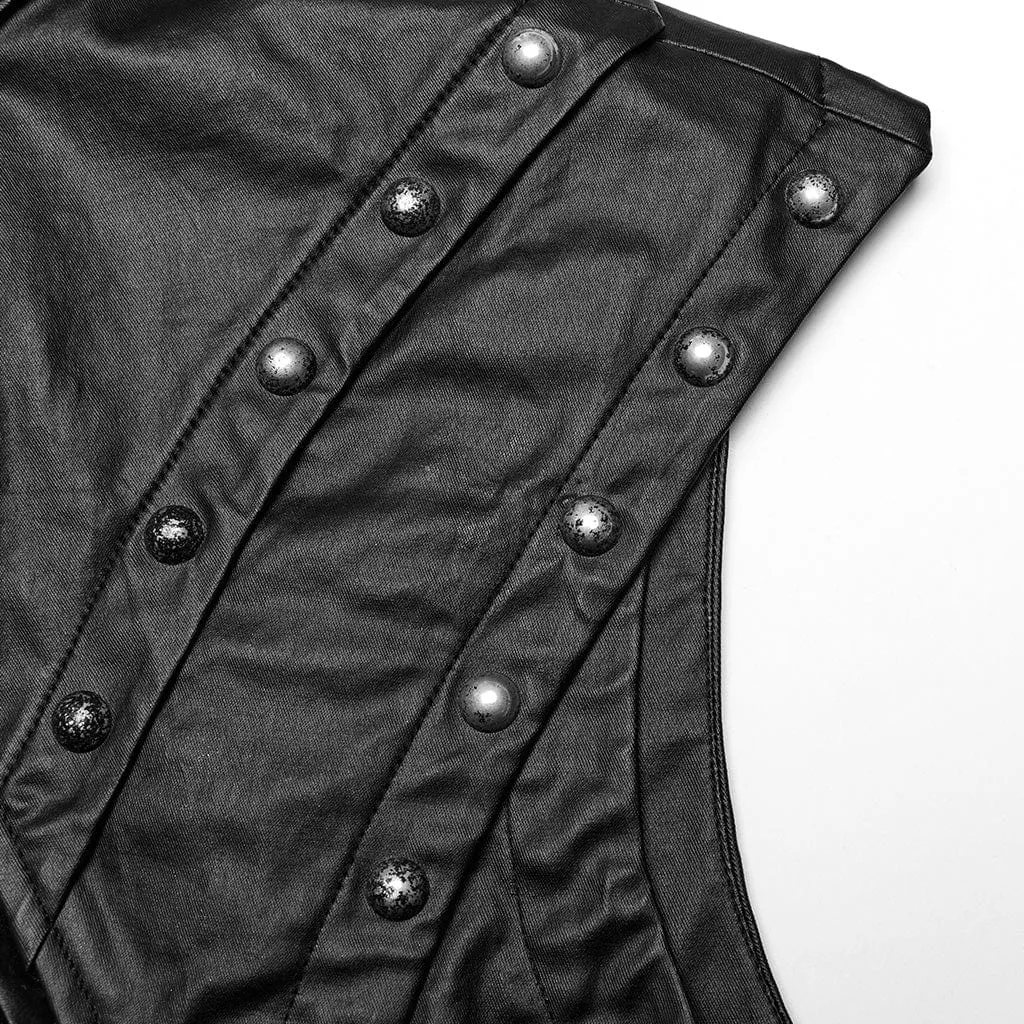 Herren Punk Splice Mesh Kunstleder Weste