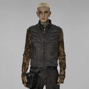 Herren Punk Stehkragen Schnörkel Vintage Weste