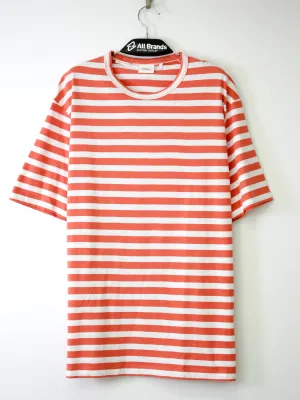 Herren-Gestricktes T-Shirt mit Streifen, Orange