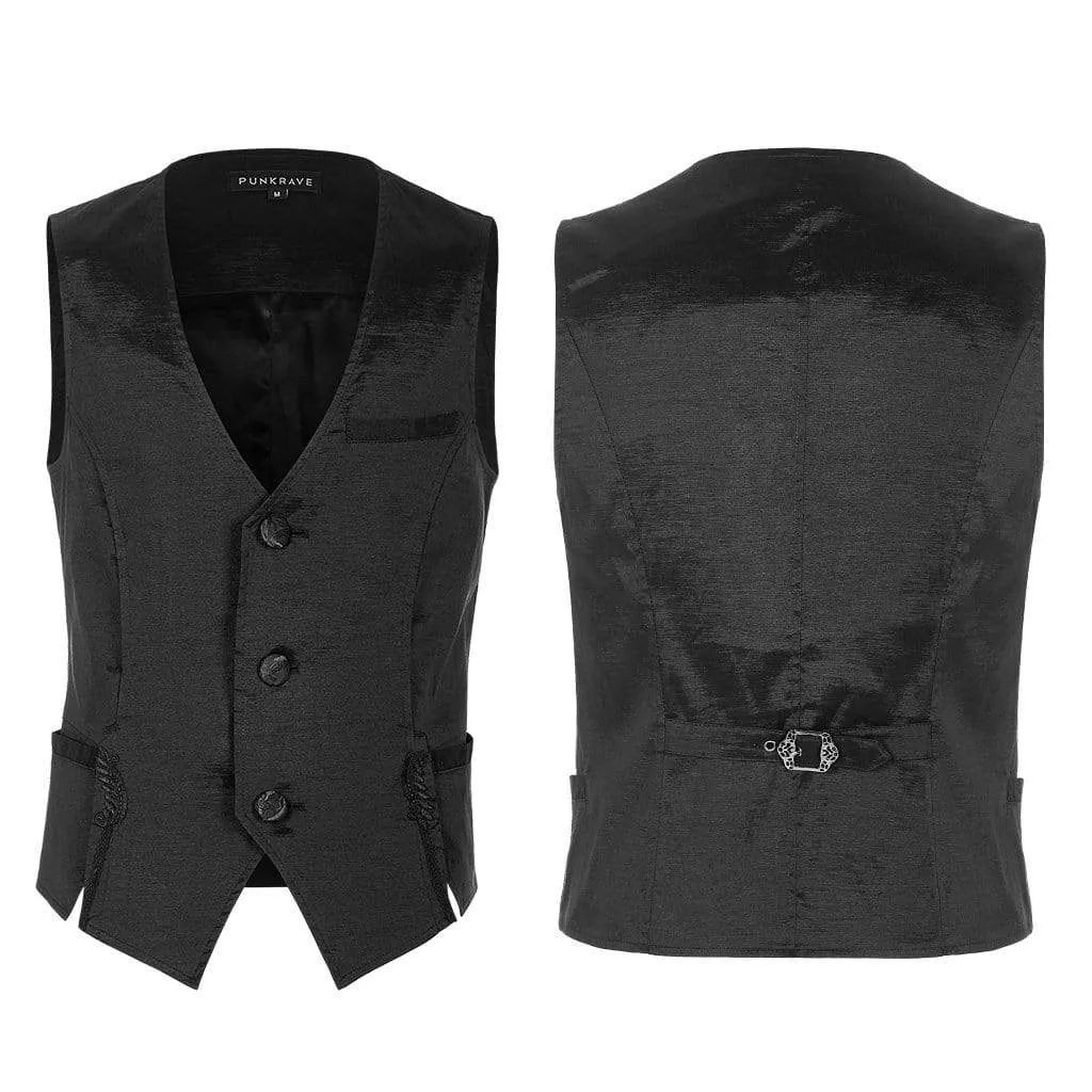 Herren Vintage Satin Westen Uni