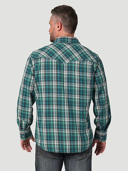 Herren Wrangler Retro Premium Langarm Western-Snap-Karohemd in Green Daze Wrangler Kleidung
