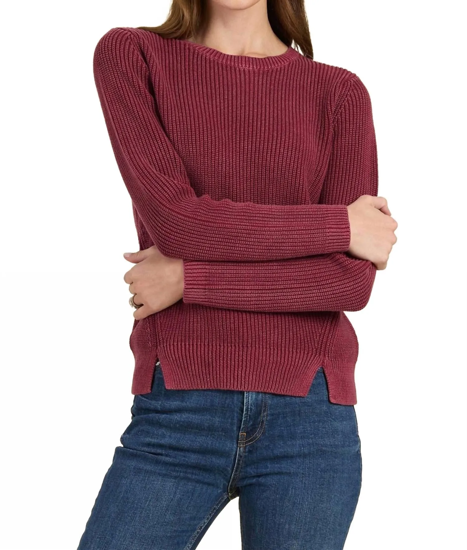 Mineral Wash Shaker Pullover in Cayenne