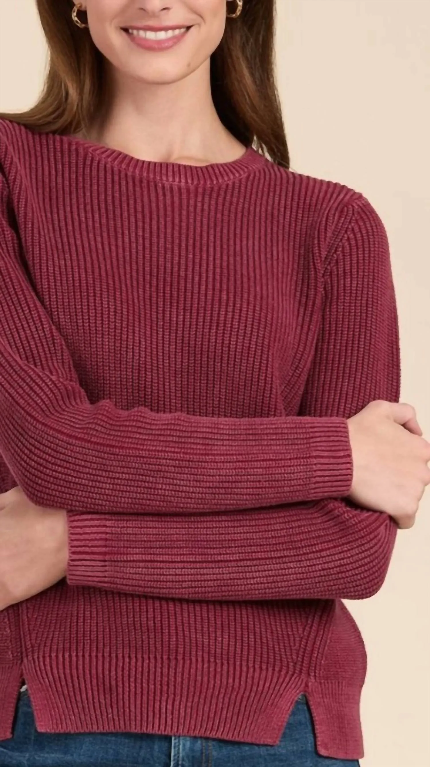 Mineral Wash Shaker Pullover in Cayenne