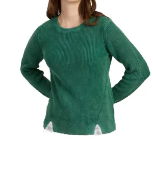Mineral Wash Shaker Pullover in Dunkelgrün