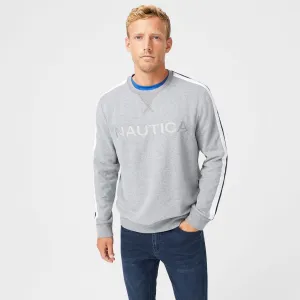 Nautica Herren Logo-Fleece-Sweatshirt in Grau Meliert für Große & Hohe