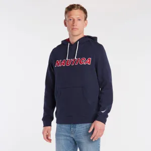 Nautica Herren Logo-Hoodie mit Rundhalsausschnitt in Navy, Größen Big & Tall
