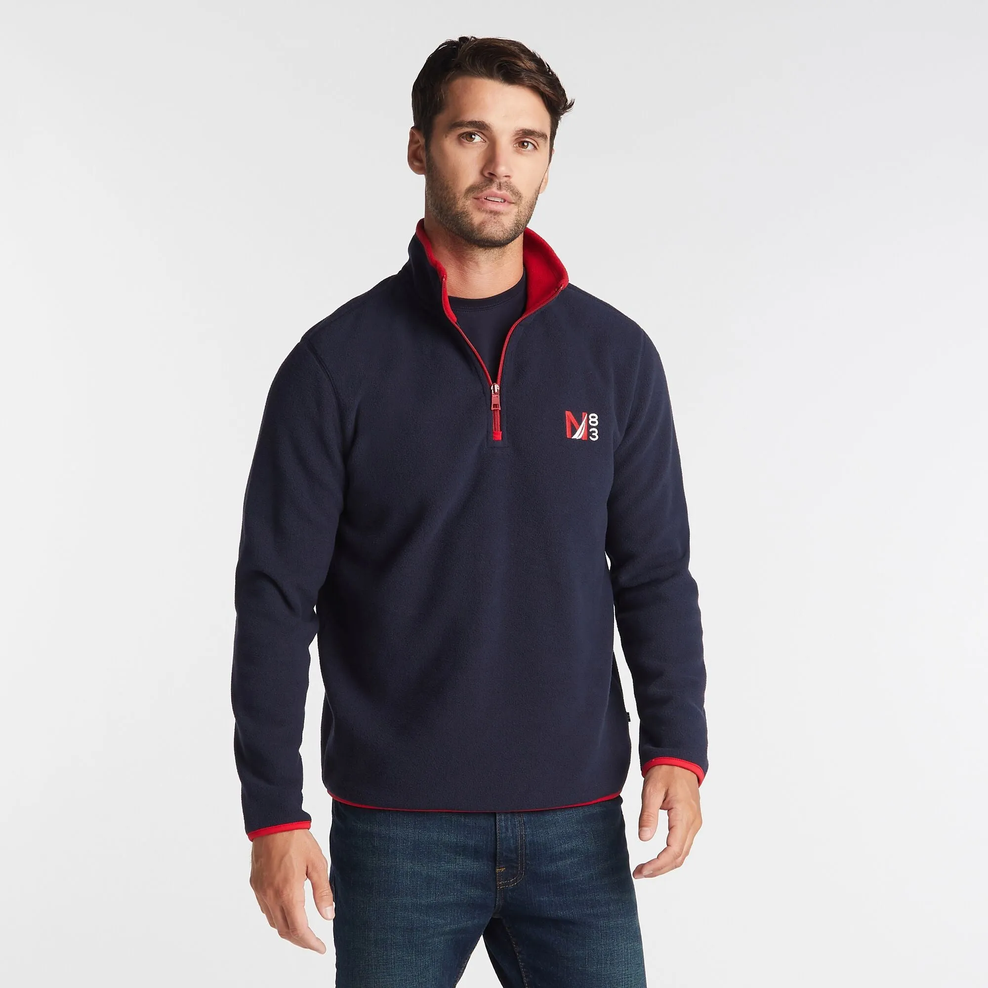 Nautica Herren Big & Tall Viertelzip Nautex Fleece Pullover Marineblau Nautica