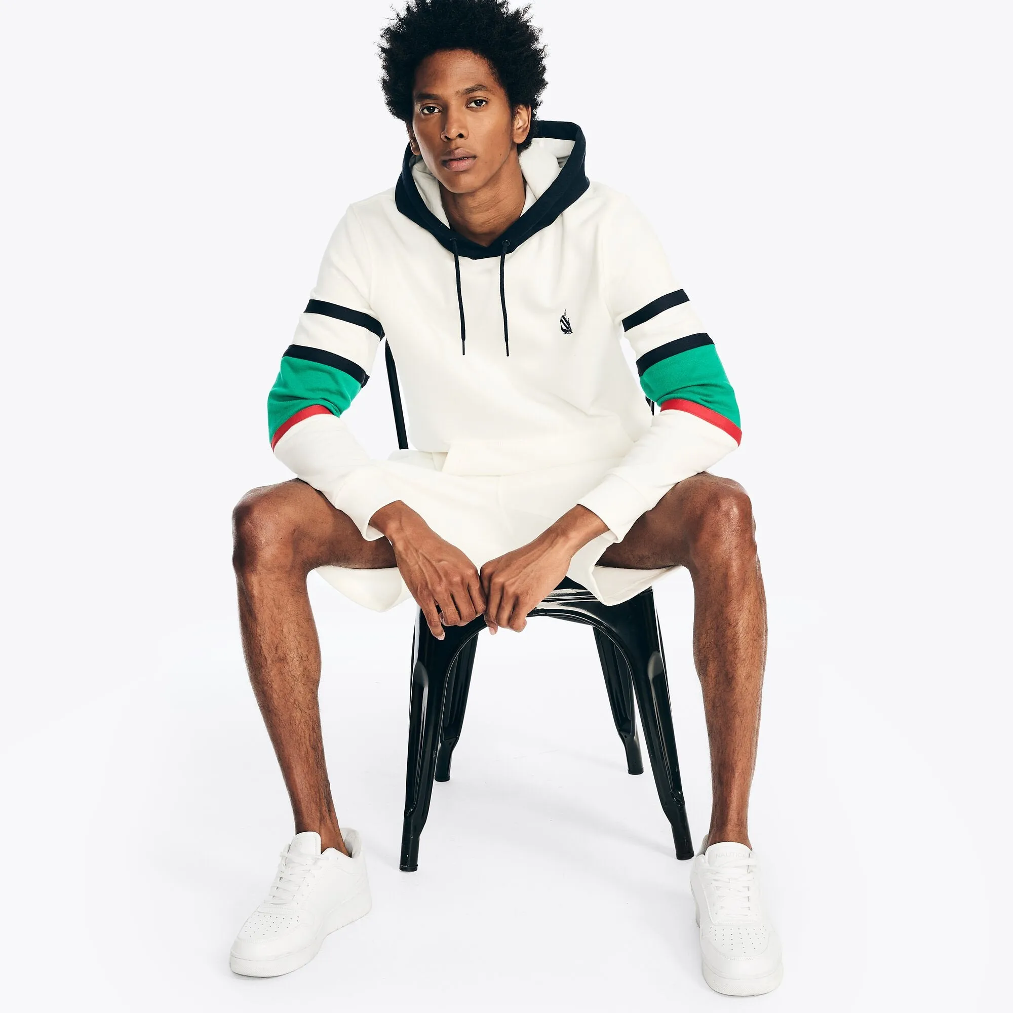 Nautica Herren Colorblock Logo Fleece Kapuzenpullover Segelweiß Nautica