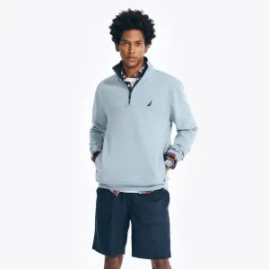 Nautica Herren Viertel-Reißverschluss Fleece Pullover Ankerblau Meliert Nautica