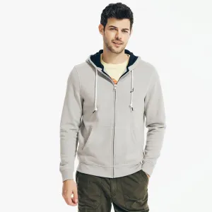 Nautica Herren Unifarbener Full-Zip Hoodie Grau Meliert Nautica