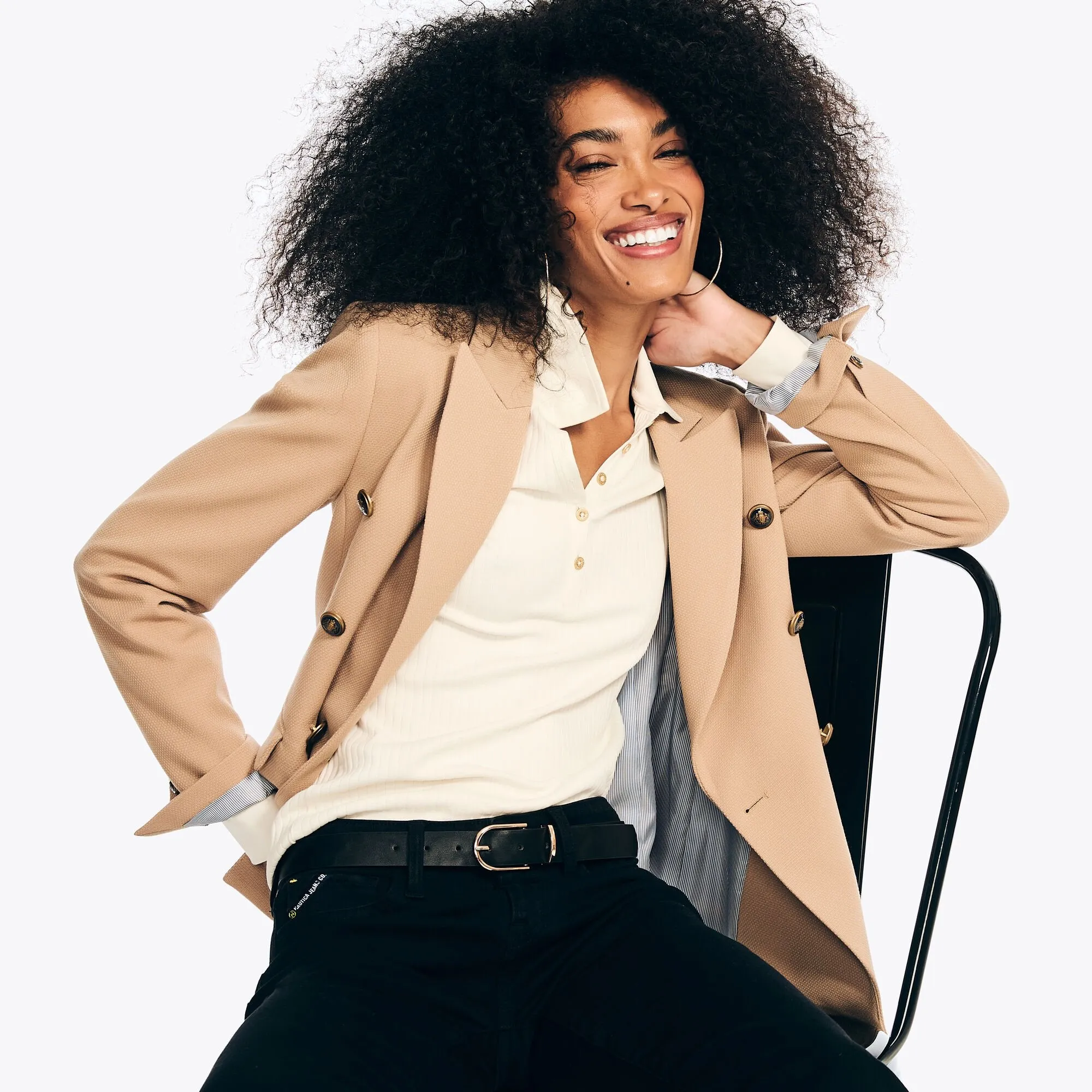 Nautica Damen-Doppelreiher Blazer Woodrift Leinen Nautica