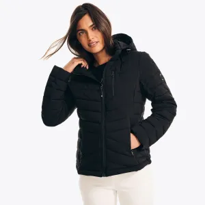 Nautica Damen Packbare Kurze Steppjacke Mit Kapuze True Black Nautica