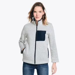 Nautica Damen Fleece-Jacke mit Reißverschluss in Nebelgrau Nautica