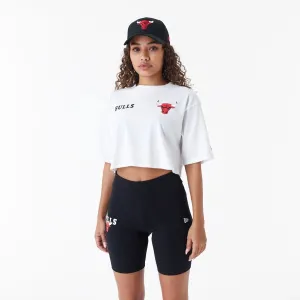 New Era T-Shirts Und Tank Tops Chicago Bulls Damen NBA Team Logo Weißes Crop-T-Shirt