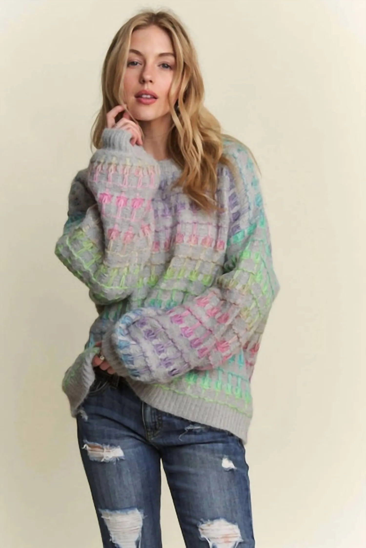 Grauer Ombré-Pullover