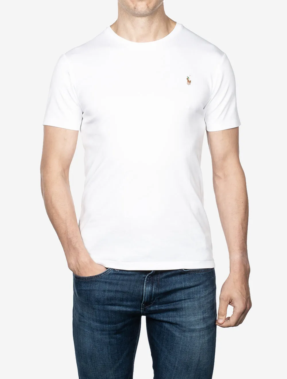 Pima Kurzarm T-Shirt Weiß