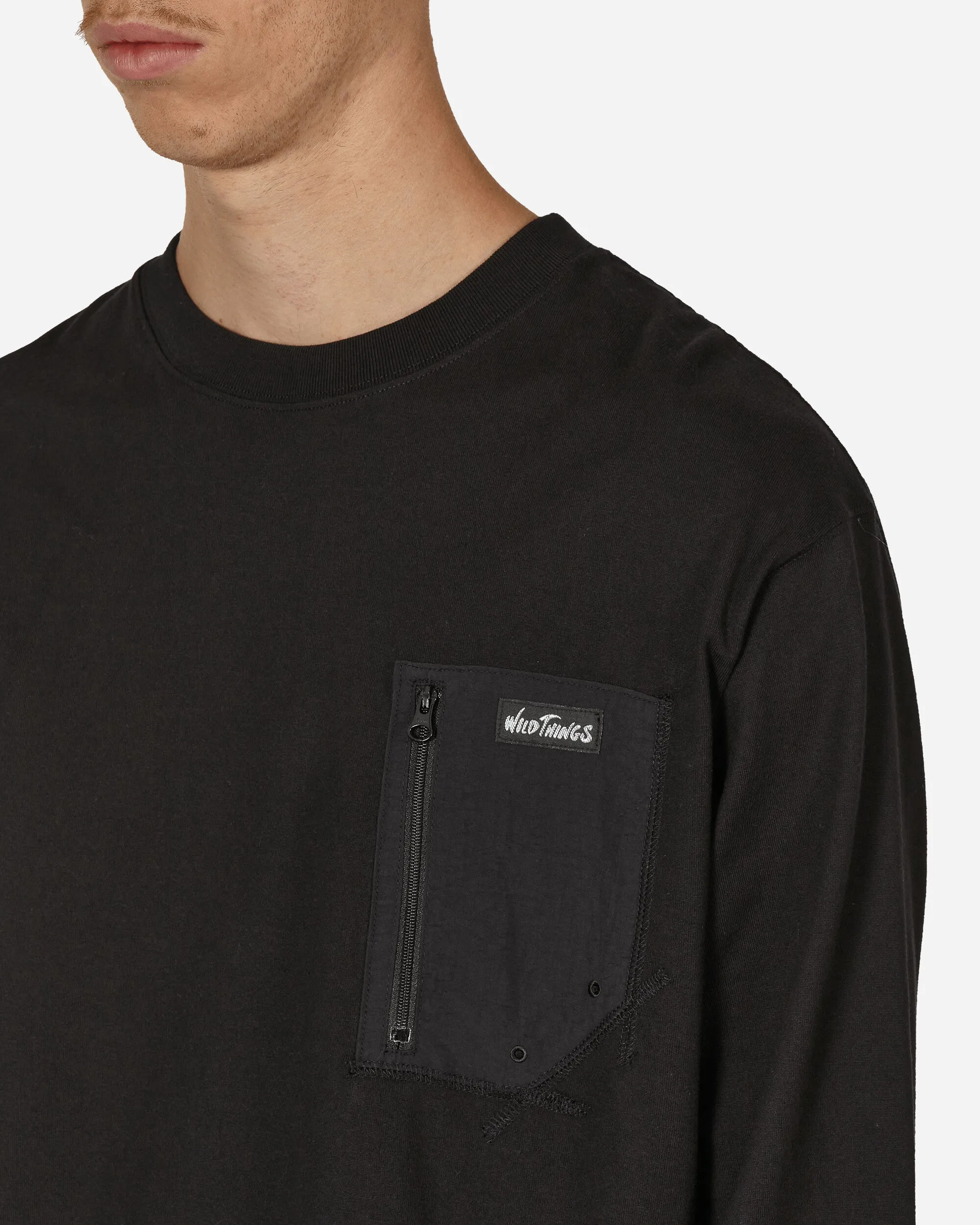 Tasche Langarm T-Shirt Schwarz