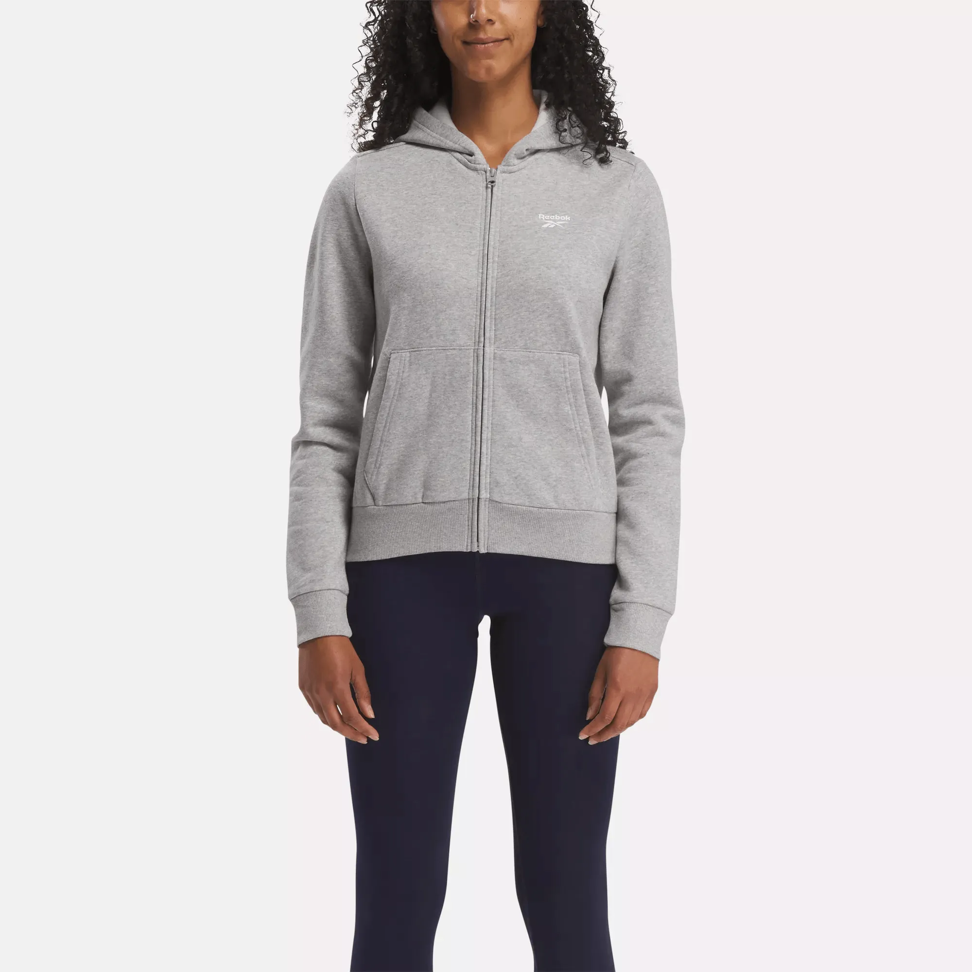 Reebok Bekleidung Damen Reebok Identity Fleece-Pullover mit kleinem Logo und durchgehendem Reißverschluss