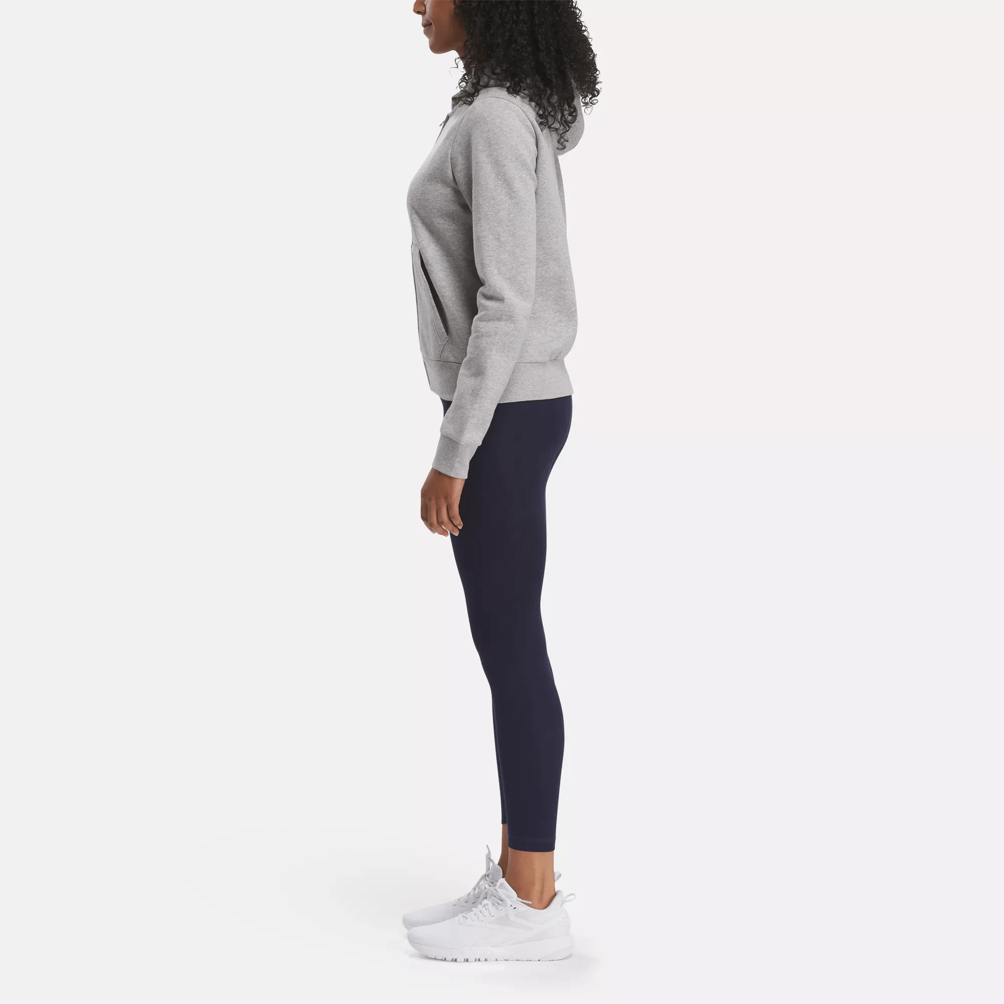 Reebok Bekleidung Damen Reebok Identity Fleece-Pullover mit kleinem Logo und durchgehendem Reißverschluss