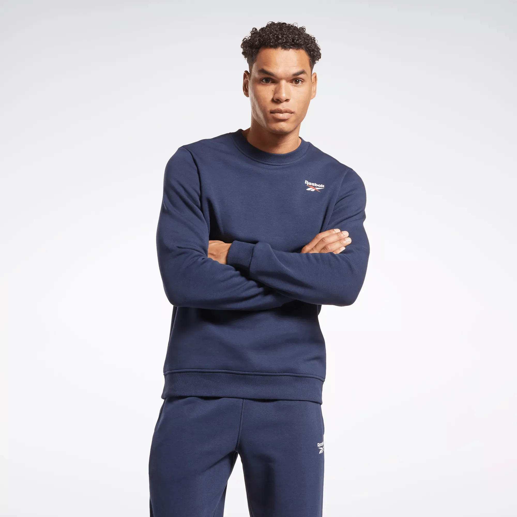 Reebok Herren Identity Fleece Vector Crew Sweatshirt Blau Reebok