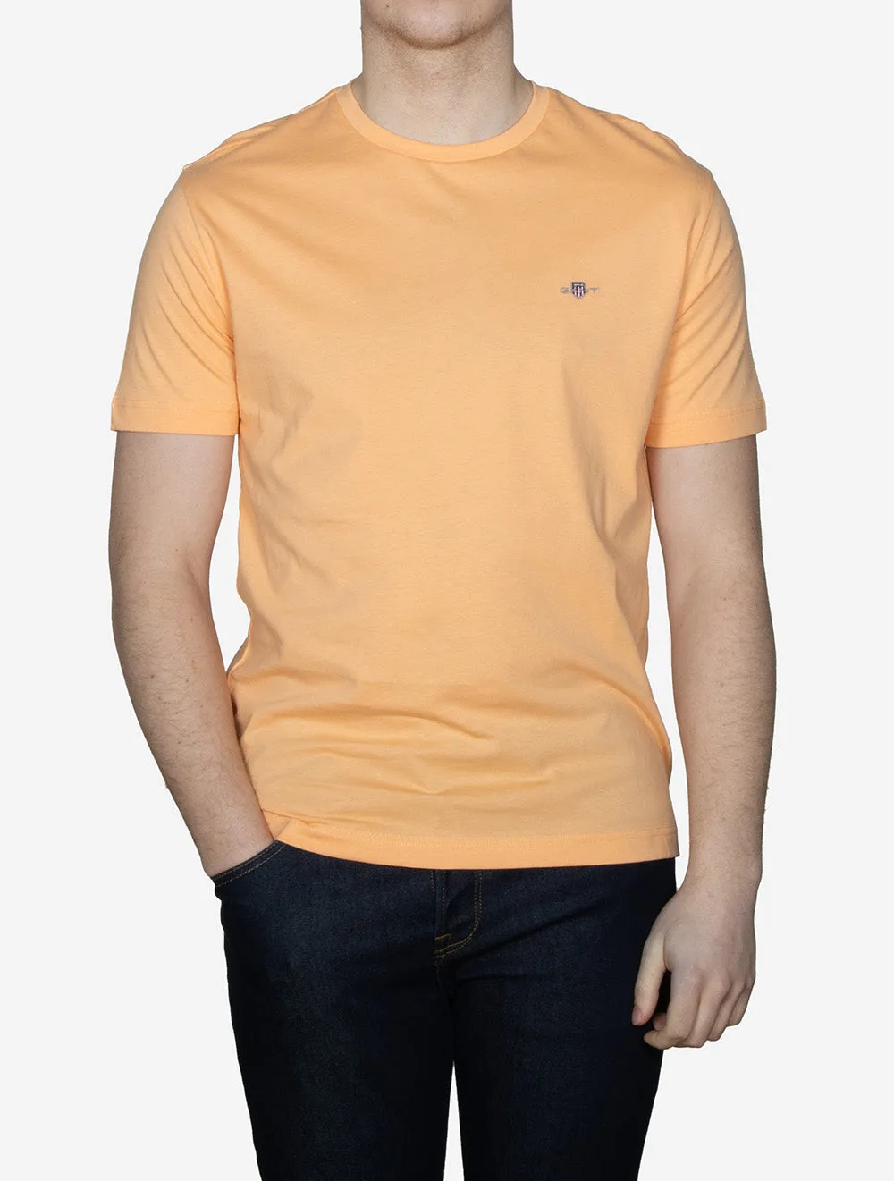 Regular Fit Shield Kurzarm T-Shirt Pfirsich Orange