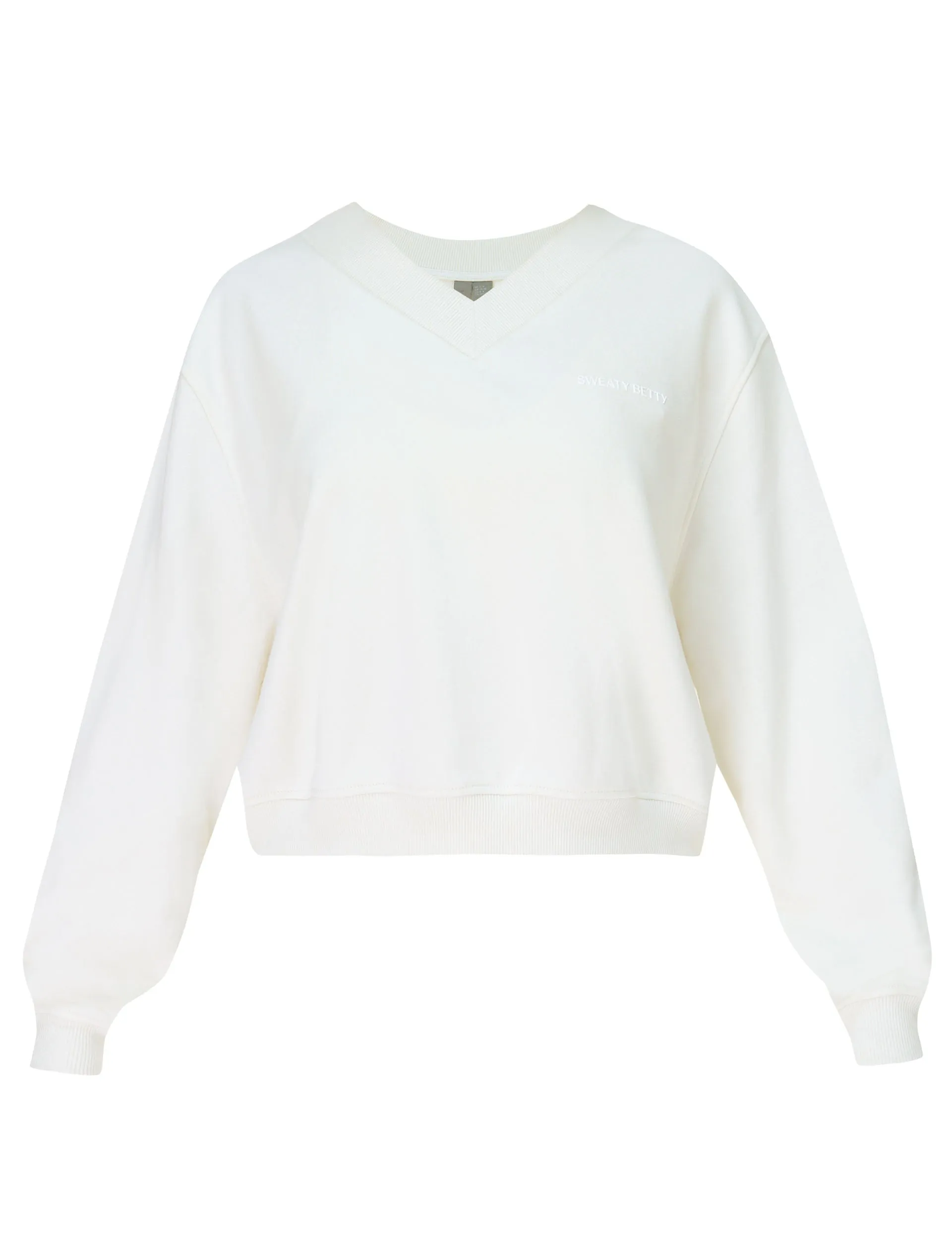 Revive Crop V-Ausschnitt Sweatshirt - Lilyweiß