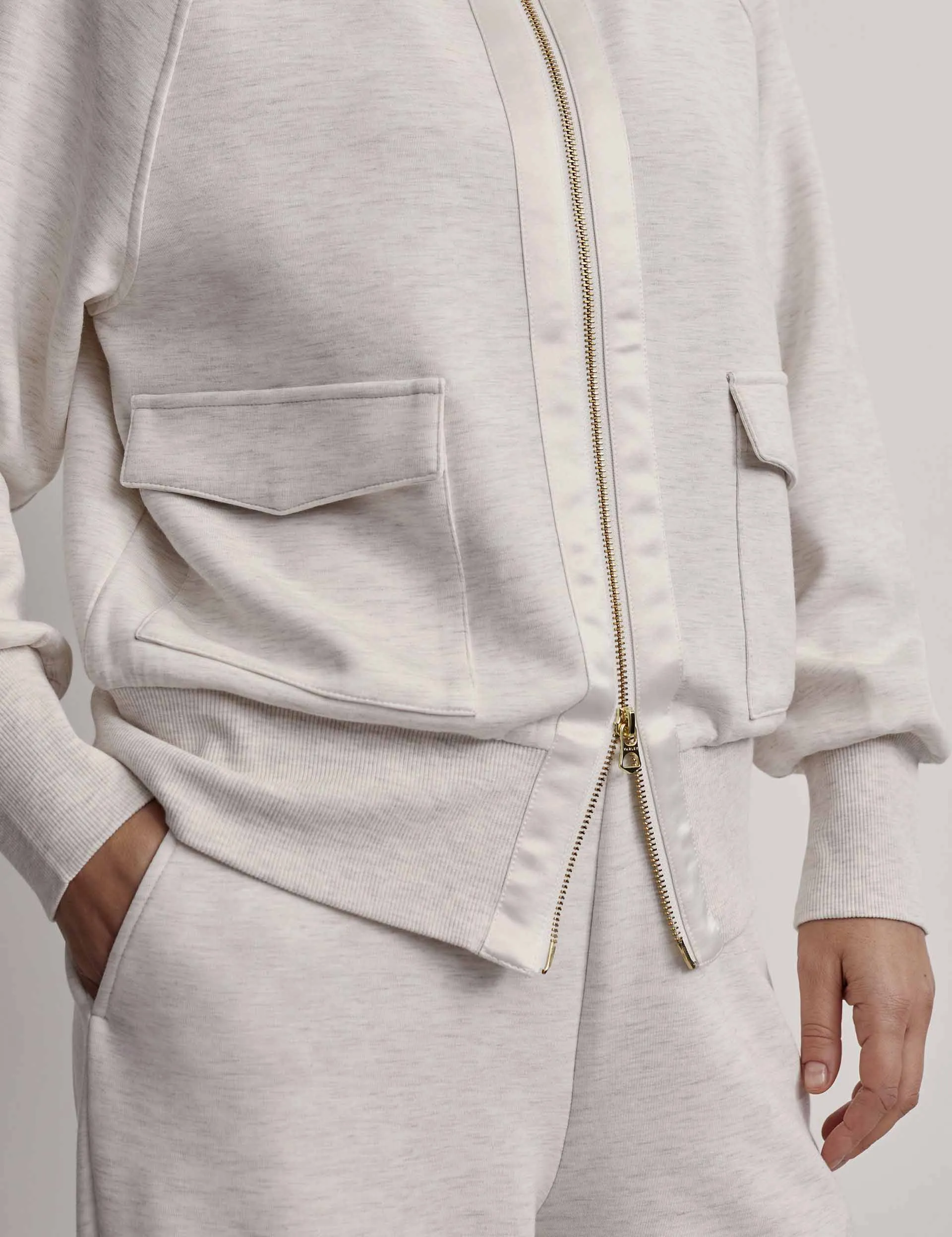 Roxbury Zip-Through Sweatshirt - Elfenbein Marl
