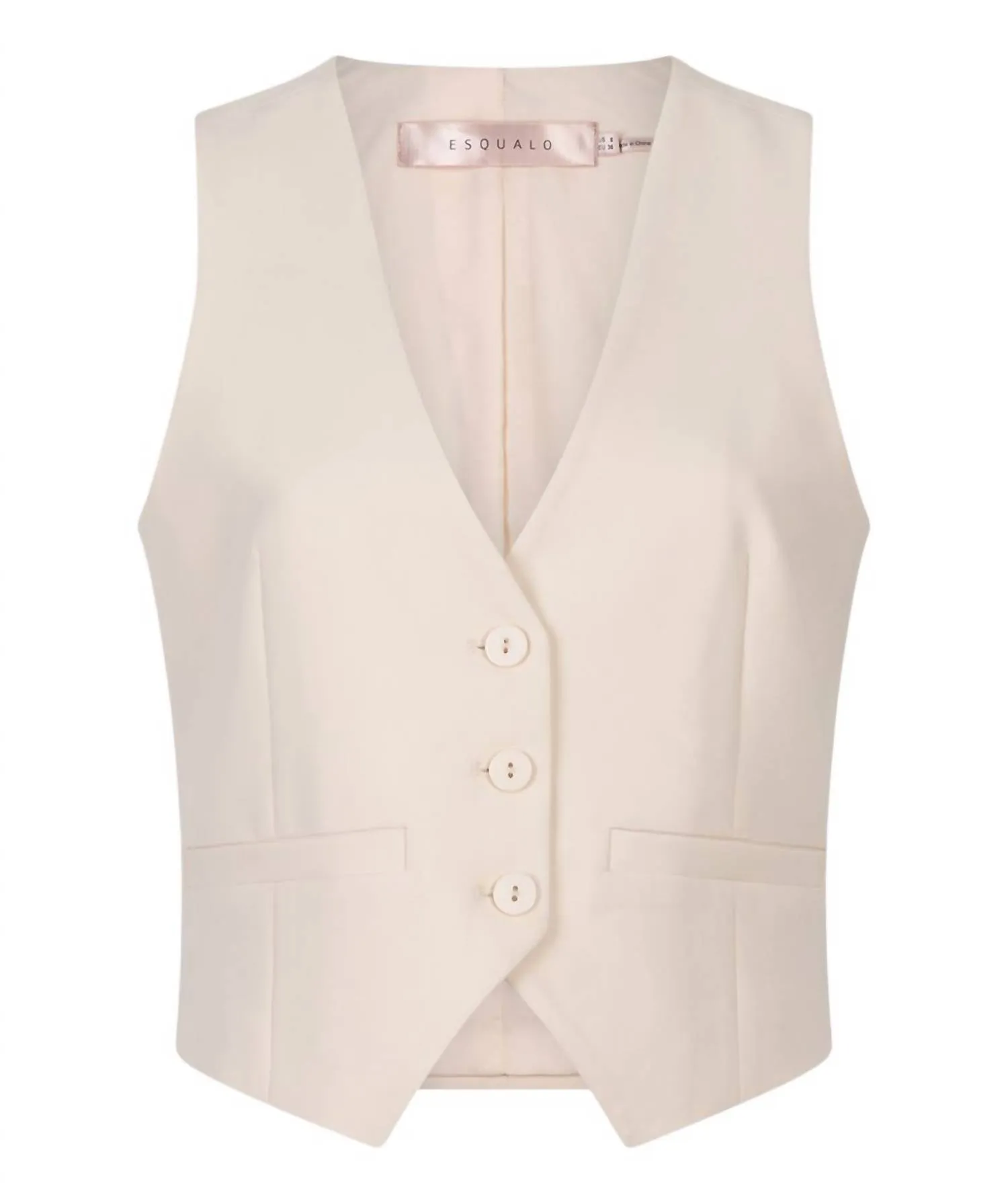 Kurzes City-Knopf-Gilet Ärmellose Weste in Beige