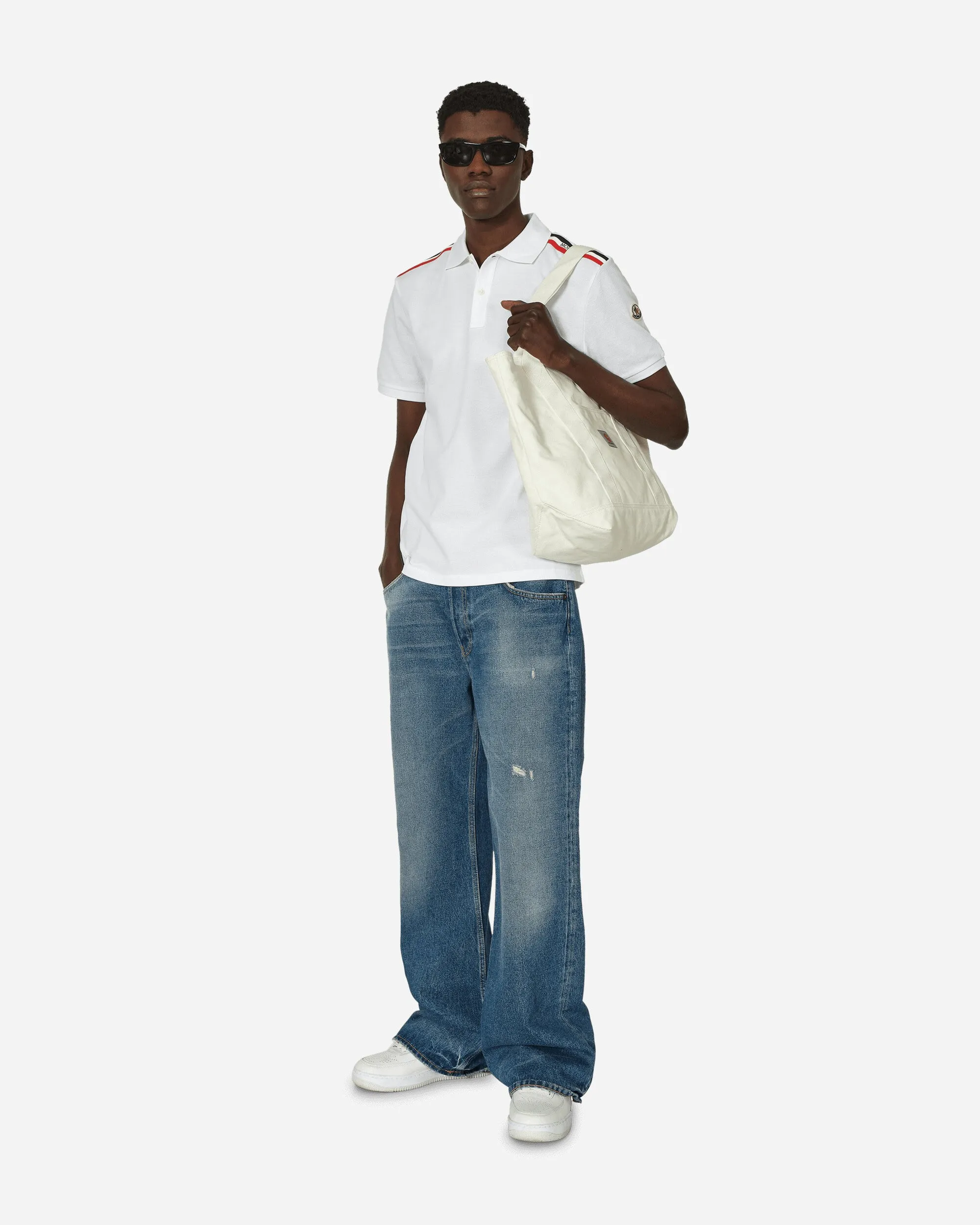 Gestreiftes Polo-Shirt Weiß