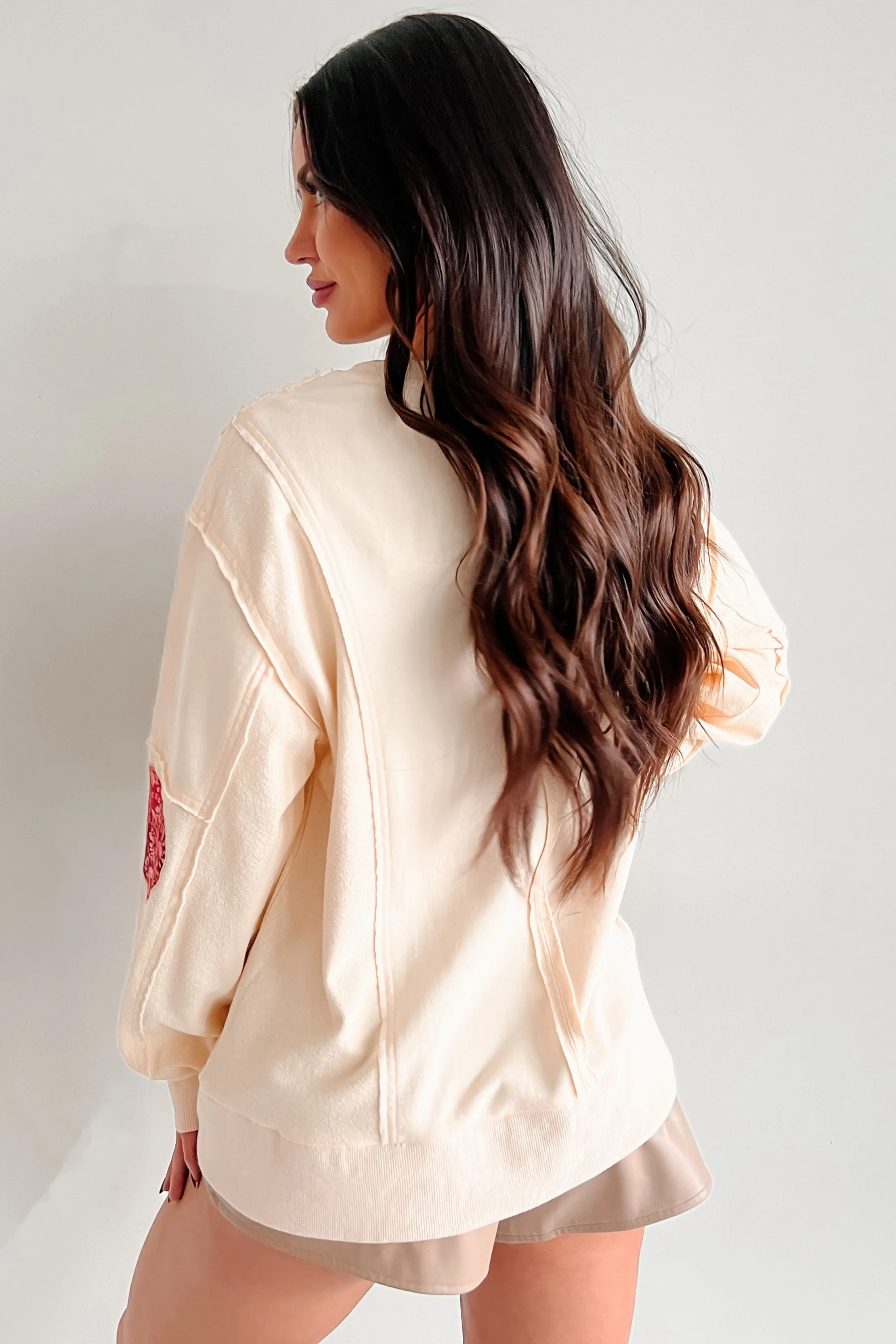 Those Are My Feelings Übergroßes Patchwork Top (Creme)