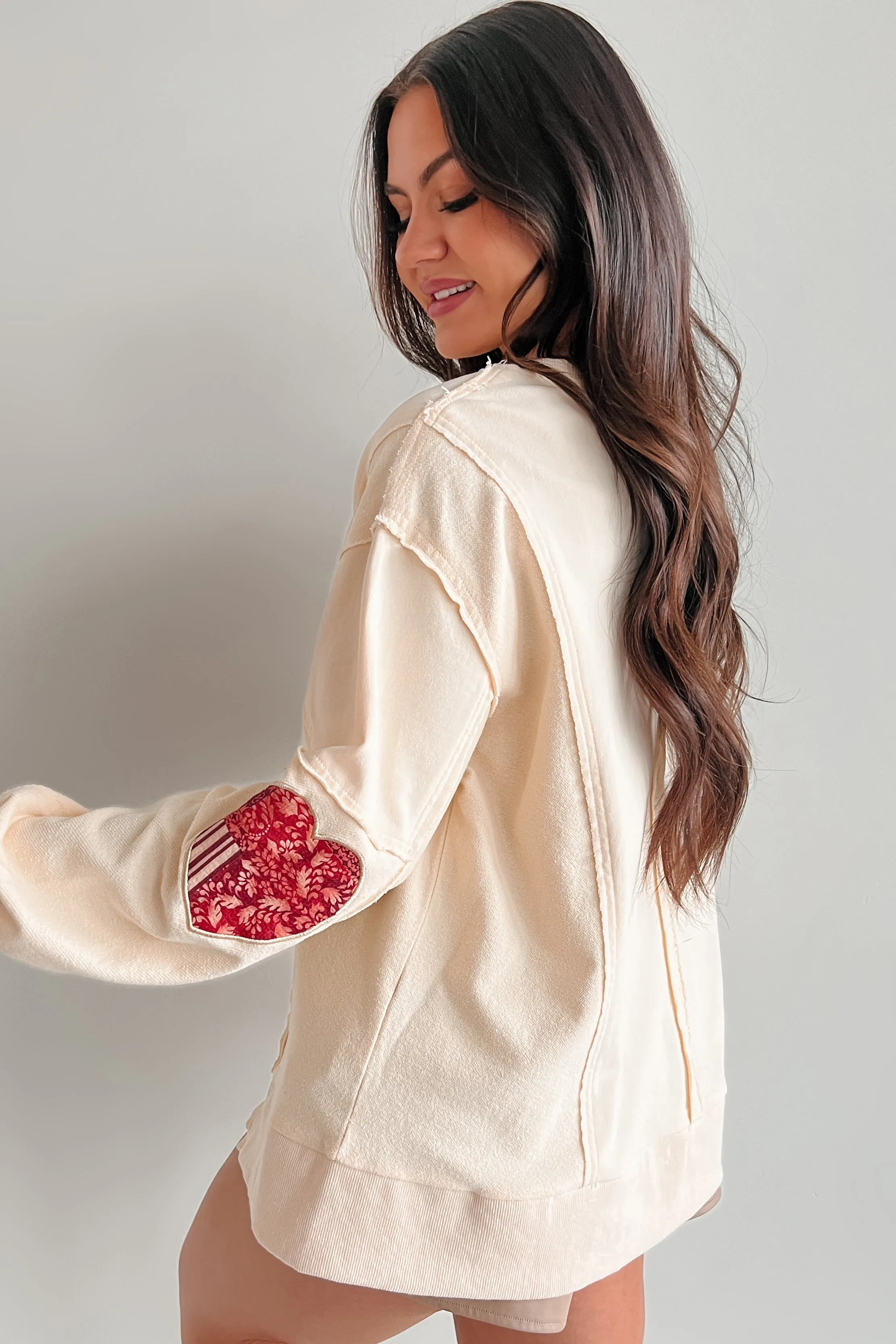Those Are My Feelings Übergroßes Patchwork Top (Creme)