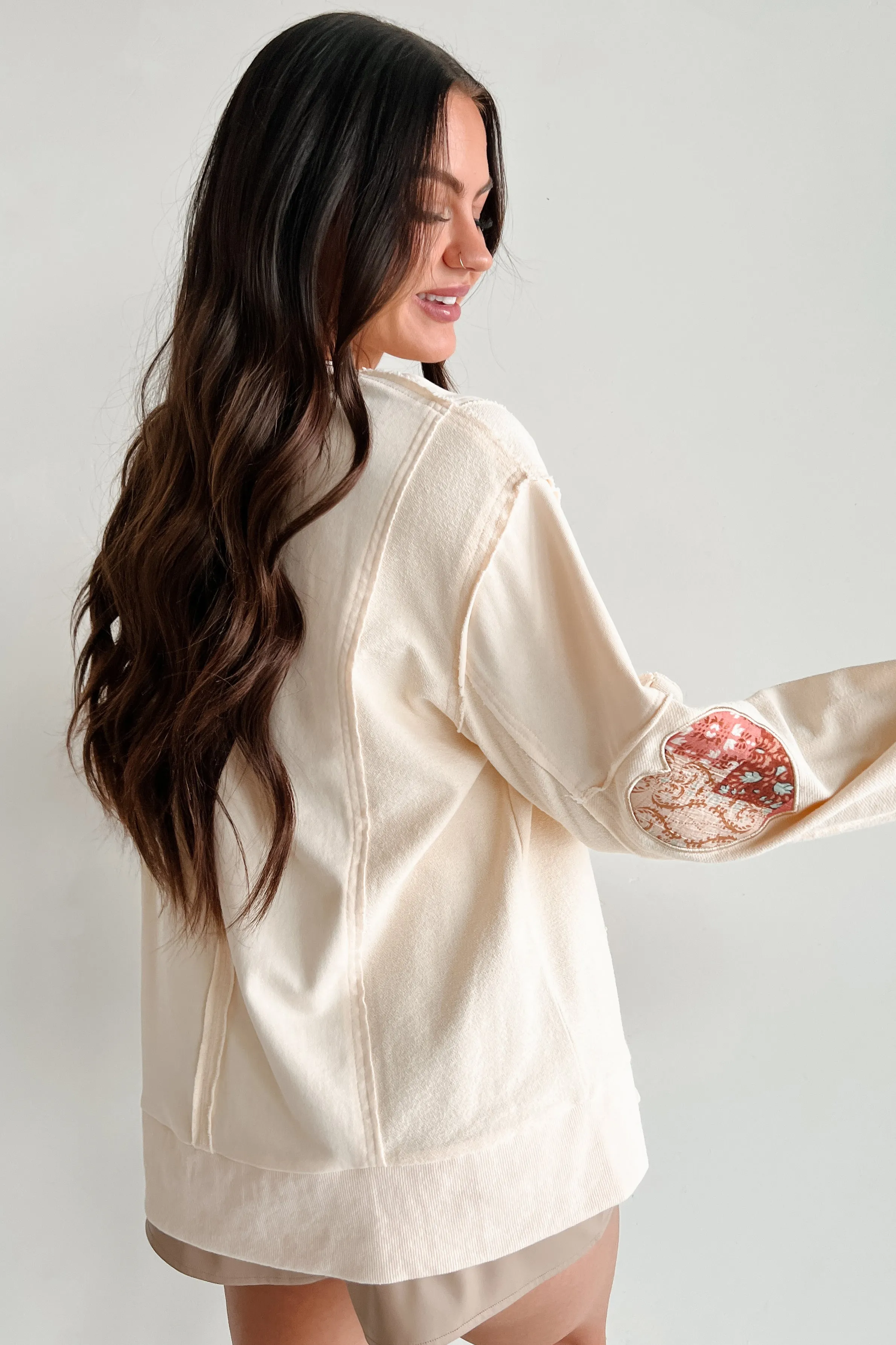 Those Are My Feelings Übergroßes Patchwork Top (Creme)
