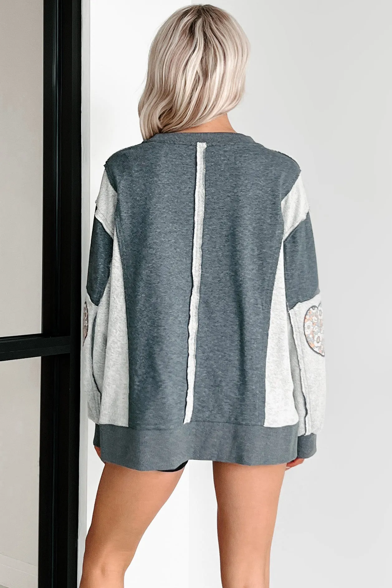 Those Are My Feelings Übergroßes Patchwork Top (Heather Grau)