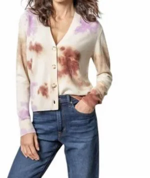 Gefärbter Cardigan-Pullover in Gewürznelken-Multi