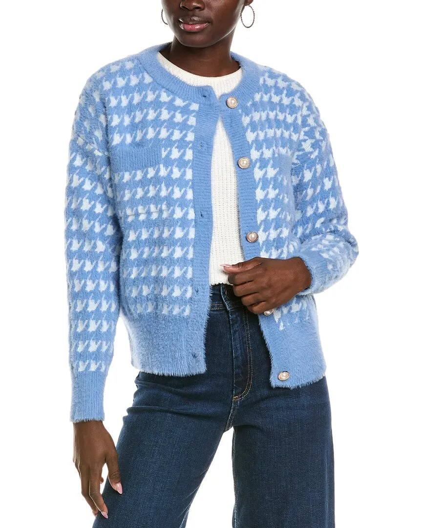 An Meine Lieben Fuzzy Houndstooth Cardigan
