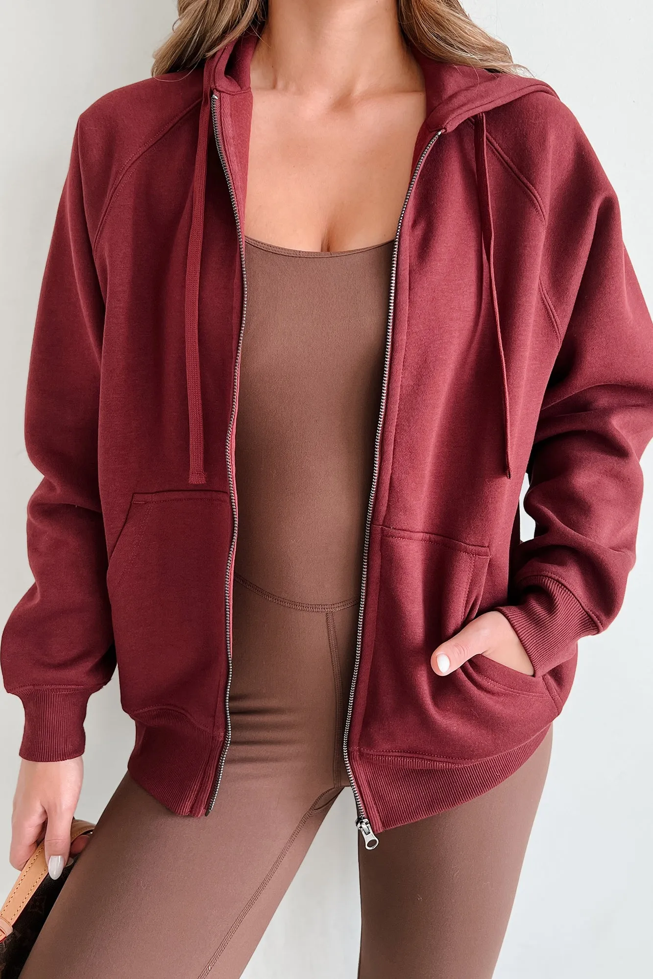 Gewinnen hat Vorrang Zip-Up Hoodie (Burgunder)