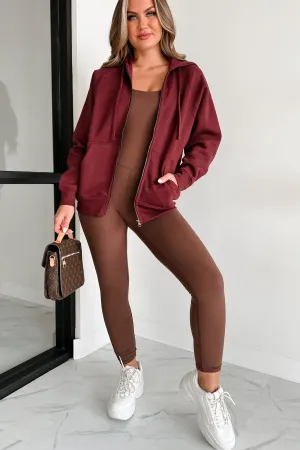 Gewinnen hat Vorrang Zip-Up Hoodie (Burgunder)