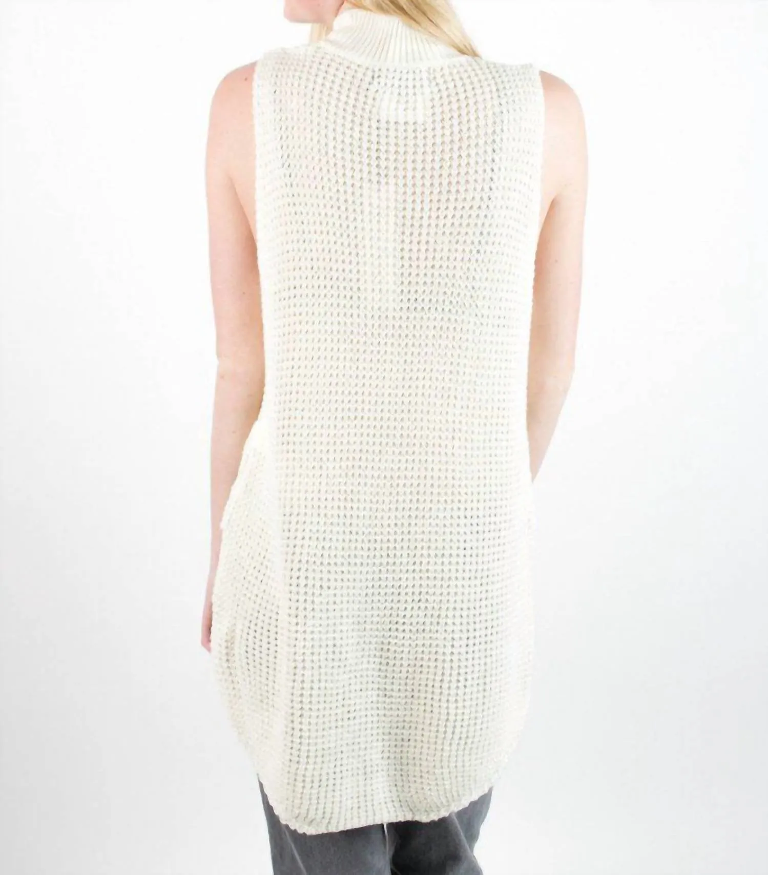 Damen Bittersweet Chunky Wolle Mock Neck Tunika Pullover Top in Weiß